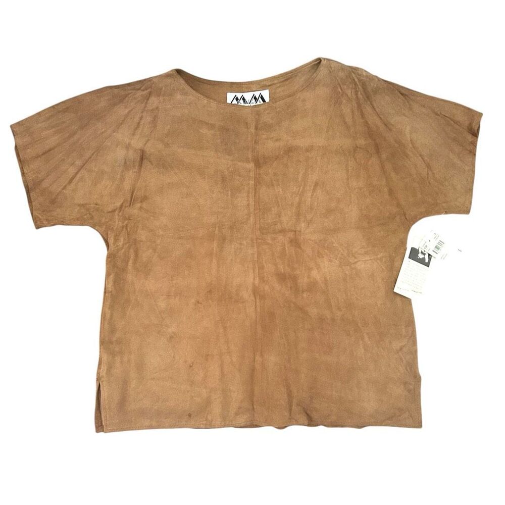 OMG 100% Genuine Authentic Pig Suede Leather Tan Top - Western Boho Designer Hig
